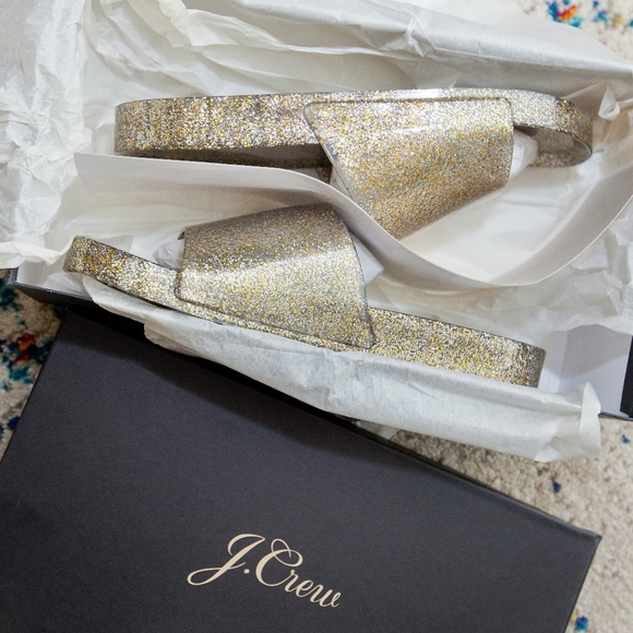 Nwt Jcrew Glitter Pool Slide Sandal 